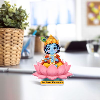 Jai Shri Krishna Bobblehead Solar Powered Moving Head Feature for Car Dashboard Religious Decor Spiritual Car Decor Items